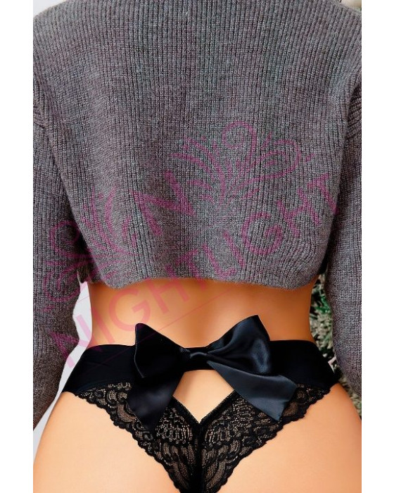 Kurdelalı Fantezi Siyah Külot Nightlight-1009